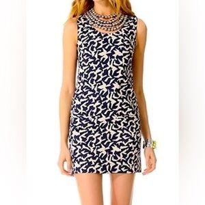 Diane Von Furstenberg Navy Cream Natalie Sheath Shift Dress Womens Sz 6